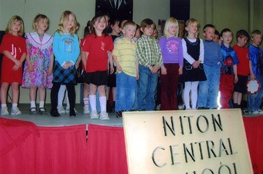 Grade 1 and 2 students from Niton Central School sing the sone Love Can Build a Bridge dedicated to the children affected by the tsunami in India.