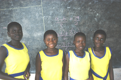 Four junior high girls in Kumasi, Ghana