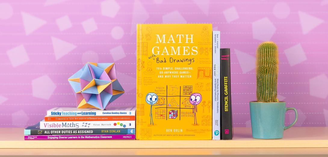 Display of books about math