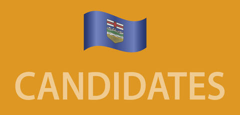 A graphic stating candidates with an Alberta flag